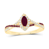 1/8CTW-DIA ANA M 1/10CTW-RD-RU 6X3MM MQ-RU NAT GEM SINGLE HALO BRIDAL RING